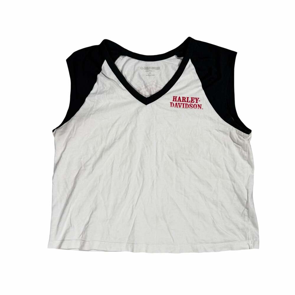 Harley-Davidson Women's Cropped V-Neck Sleeveless Raglan Tank Top XL